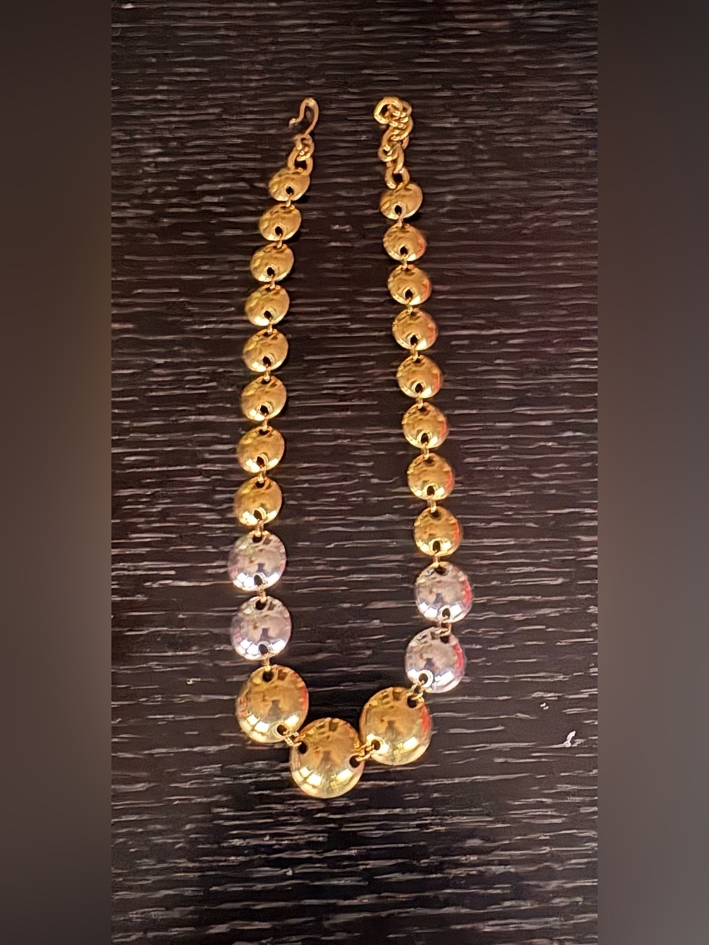 Monet Vintage Disc Chain, Mixed Metal, Statement Necklace